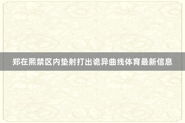 郑在熙禁区内垫射打出诡异曲线体育最新信息